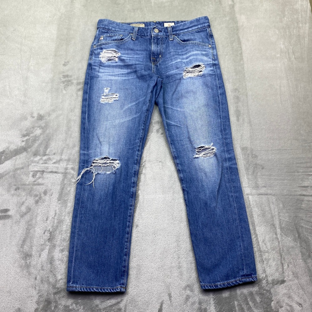 AG Adriano Goldschmied The Ex-Boyfriend Slim Distressed Jeans Blue 27R Grunge
